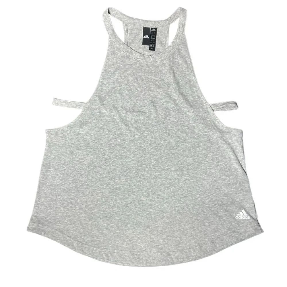 Adidas Light Grey Wide Arm Cot Out Tank Top Size Large